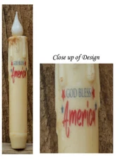 NEW -- GOD BLESS America TIMER Candle Taper Grungy Dusted - Primitive Farmhouse