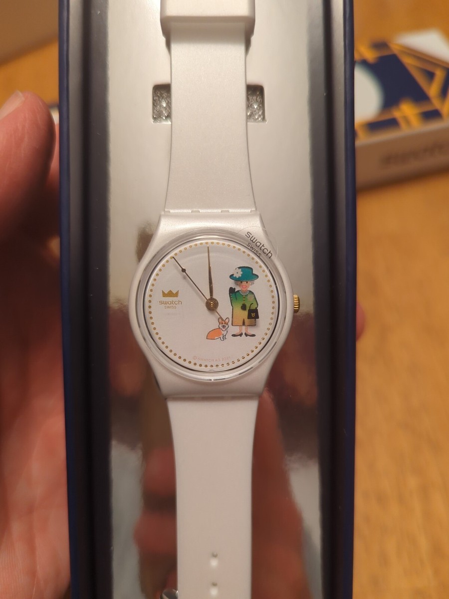HOW MAJESTIC Swatch The Queens Platinum Jubilee Ladies Watch