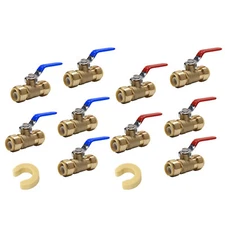 EFIELD 10 PCS 1/2" PUSH FIT BALL VALVE HOT & COLD  FULL PORT, LEAD FREE