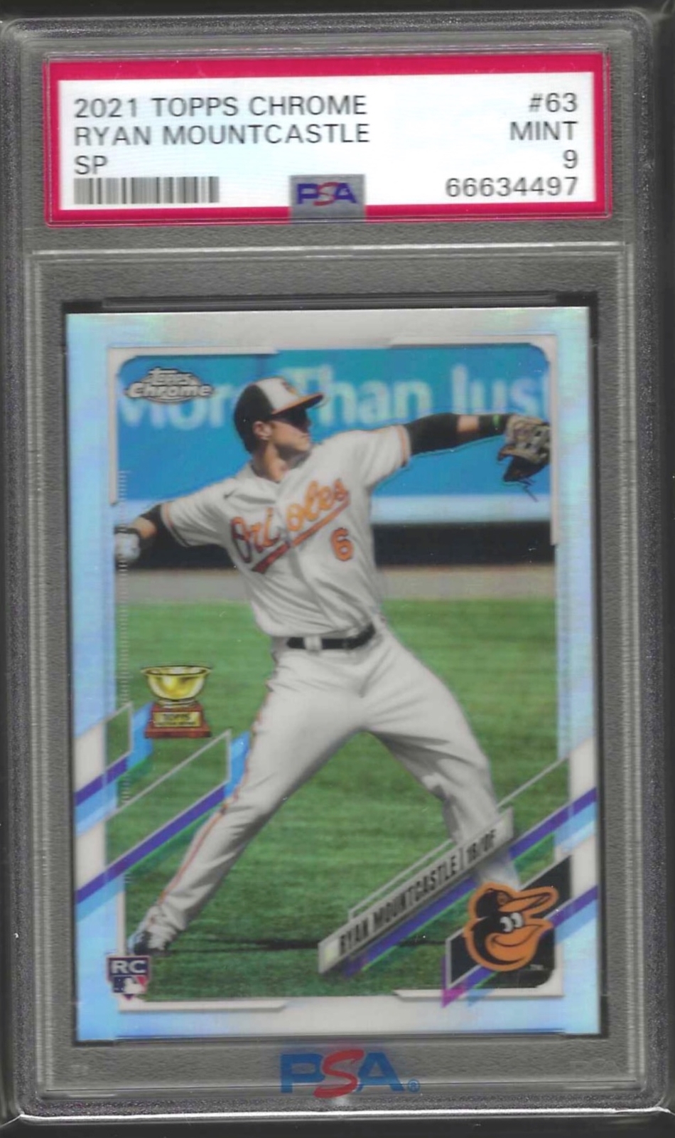 RYAN MOUNTCASTLE 2021 TOPPS CHROME VARIATION REFRACTOR SP RC #63 PSA 9 MINT