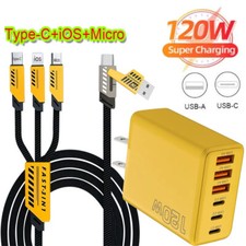 120W Fast Type C Wall Charger , 5-In-1 65W Super Fast Cable For Cell Phone iPad