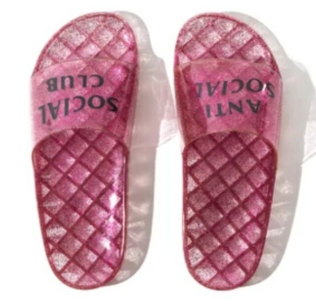 Anti Social Social Club Pink Jelly Slides Men's size 11 US