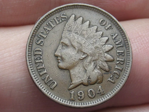 1904 Indian Head Cent Penny, VF/XF Details- Chocolate Brown
