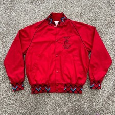 VTG 80s West Ark USA Made Red Aztec Southwestern Bomber Jacket Western Men L