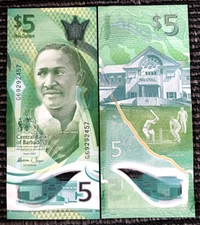 Barbados 5 Dollars 2022 P-81 Polymer Banknote World Paper Money UNC