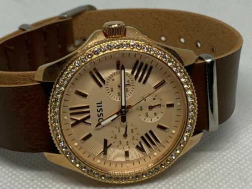 Fossil AM4483 Cecile Women's Leather Analog Rose Dial Quartz Genuine Watch Aa69 - Picture 6 of 9
