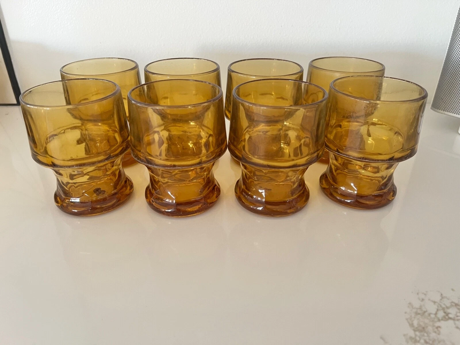 Lot of 8!  Vintage 10 oz Amber Tumbler Glasses