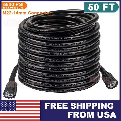 50FT High Pressure Washer Hose 5800PSI M22-14mm Power Washer Extension Hose 15M
