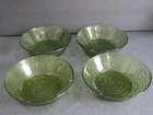 4- Vintage Anchor Hocking Soreno Avocado Green Cereal Or Dessert Bowls 6 Inches