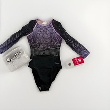 Quatro Girls' Long Sleeve Gymnastics Leotard Black Purple Size AXL