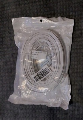 CAT6 Ethernet Network Cable Cord FLAT 200 ft white 26 AWG with attachment clips