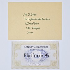 HARRY POTTER Film Rekwizyt Towar HOGWARTS LIST ODBIORCZY I TOR 93⁄4 BILET