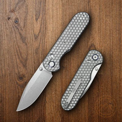 GEO Knife Ethereal Folding Knife 3'' Bohler M390 Steel Blade Gray Titanium Handle