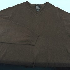 Jos A Bank Signature Collection Mens Large Brown V-Neck Pima Cotton Sweater