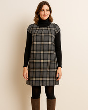 NEW Gap Shift Dress Wool Blend Cap Sleeve Gray Plaid Fully Lined Size 10