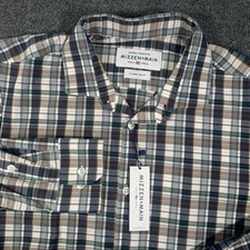 Mizzen Main Shirt Mens XL Green Plaid Trim Fit Leeward Performance Long Sleeve