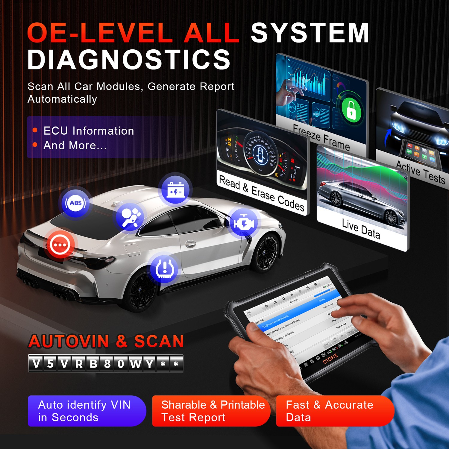OTOFIX D1 Lite PRO auto professionale OBD2 dispositivo diagnostico auto scanner TUTTO IL SISTEMA TPMS ITA - Miniatura 5