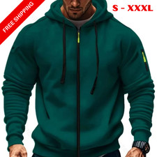 Men's Autumn Winter Slim Fit Zipper Hoodie Sweatshirt Casual Sportswear Gym Gift