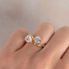 Pear Cut Lab Created Diamond Beautiful Wedding Band Ring 14k Yellow Gold Plated