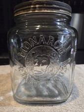 Vintage Monarch Finer Foods 1 Gallon Glass Jar With Original Lid