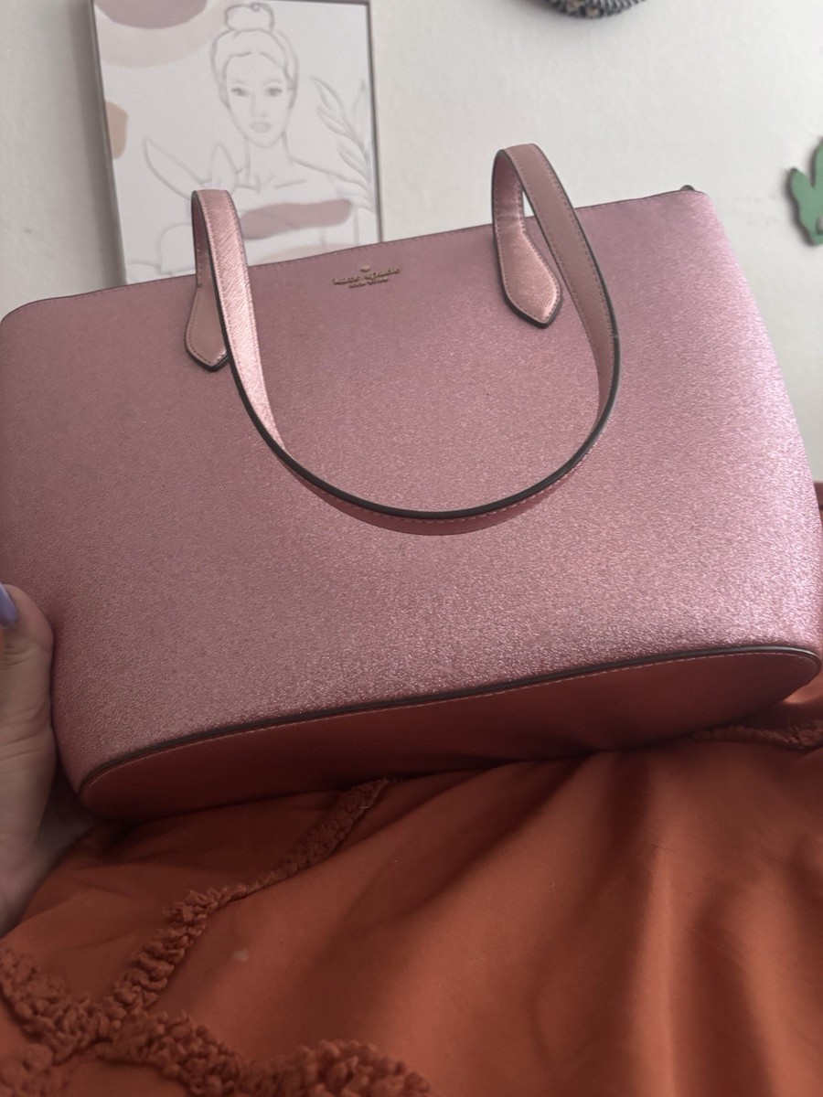 Kate Spade New York Mitten Pink Glimmer Glitter Tote KE462