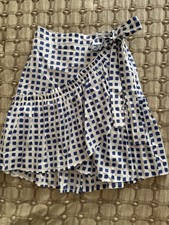 Vineyard Vines Painterly Grid Plaid Side Zip Tie Wrap Ruffle Lined Skirt Sz XXS