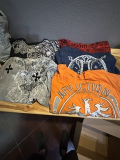 Lot 5 Affliction T Shirts Mens Large Multi Colored Skulls Distressed Thin.
