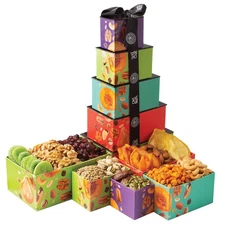 5 Tier Gift Tower - 12 Assorted Dried Fruits and Nuts Gift Basket - Healthy S...
