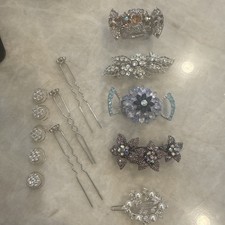 Vintage/new Hair Barrettes Clips Lot of 18 with rhinestones