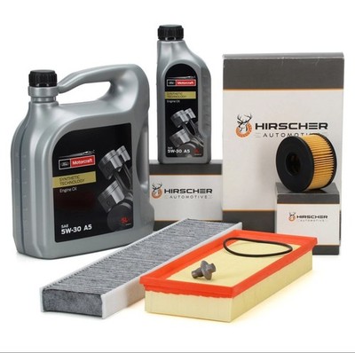 HIRSCHER Filterset + 6L ORIGINAL 5W30 Motoröl für FORD MONDEO 3 MK3 2.0/2.2 TDCi