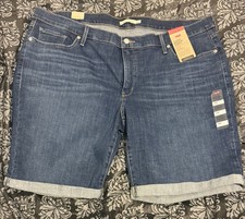 Levi's Jean Shorts Womens 24 W Blue Classic Bermuda Cuffed Medium Wash Denim