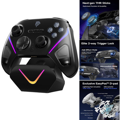 EasySMX D10 Controller PC Wireless TMR Joystick 1000Hz Polling RGB