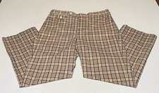 Vintage Higgins Slacks Pants Mens 34x29 Brown Plaid 70s Retro Stain Golf