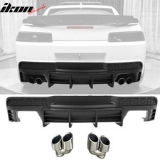 Fits 14-15 Chevy Camaro Lt Ls Ikon Matte Black Rear Diffuser Quad Exhaust Tips Fits 14-15 Chevy Camaro Lt Ls Ikon Matte Black Rear Diffuser Quad Exhaust Tips