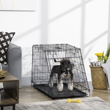 Metal Dog Cage Crate Transport Folding Carrier Removable Tray 78 x 47 x 55cm