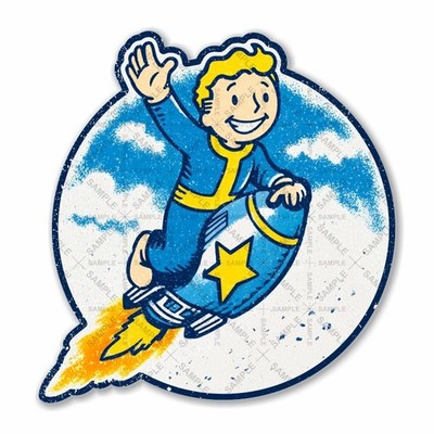Boy Riding a Bomb Fallout Distressed vintage look, Precision Cut Decal