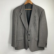 Oscar De La Renta Vintage Tweed Wool Sport Coat Blazer Houndstooth 42R Large