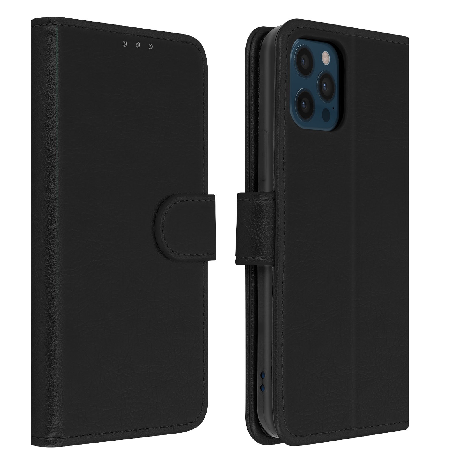 Coque iPhone 12 Pro Max intégrale noire avec support béquille invisible