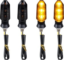 4PCS Universal Motorcycle Turn Signals, Front Rear LED Tur Color: smoked/amber