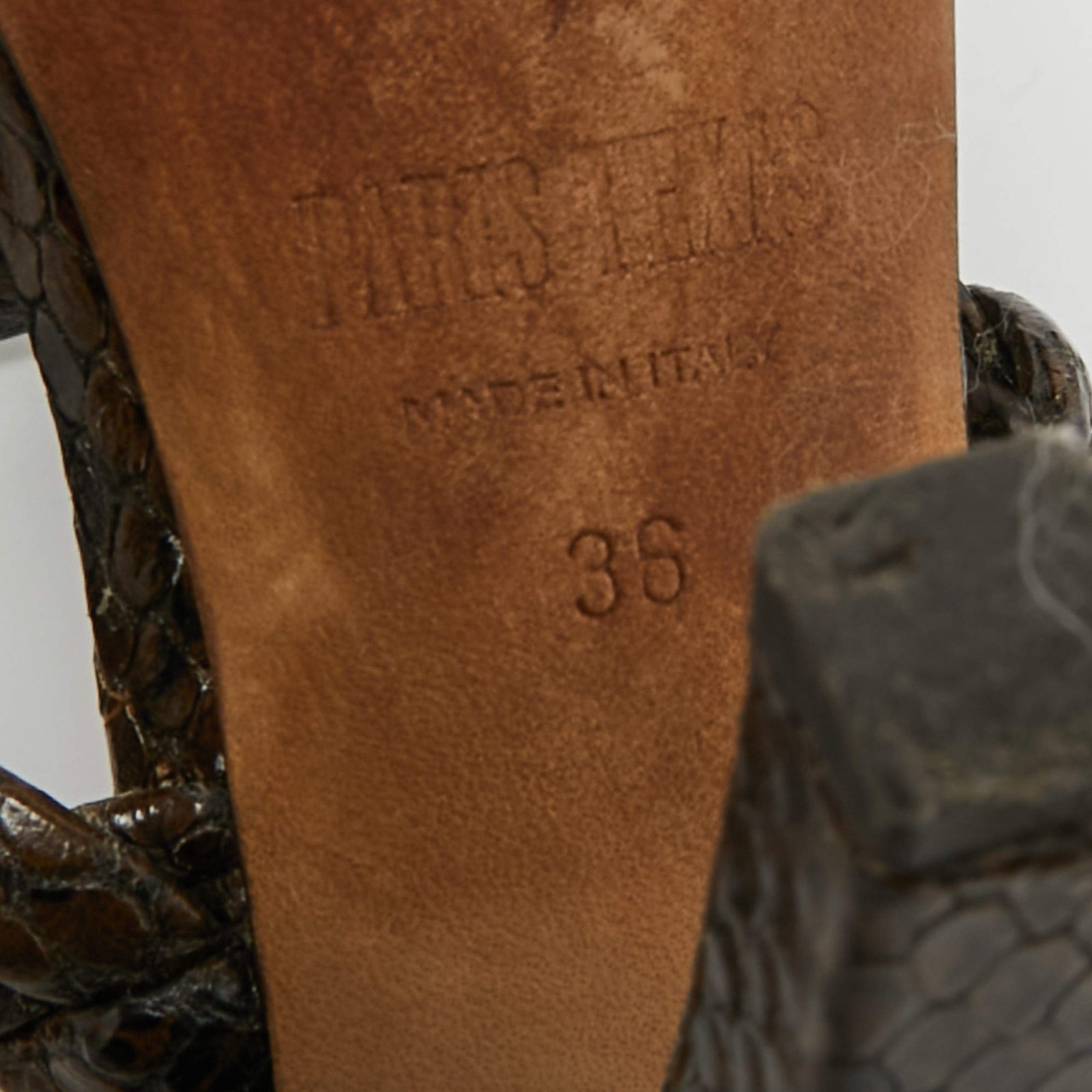 Paris Texas Size 36 Brown Python Embossed Leather… - image 8