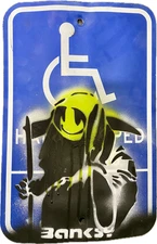 Banksy Graffiti Art NYC Spray Paint Metal Street Sign (2015)