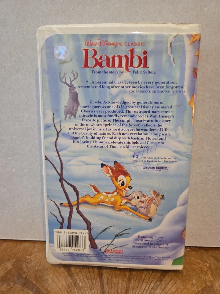 Bambi VHS Tape 💥 RARE Black Diamond Classic 💥 Walt Disney #942 - Bild 3 von 4