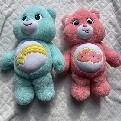 Care Bears plush lot of 2 Wish love A Lot bear blue pink 14 