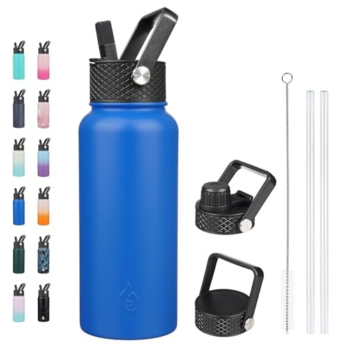 S With Straw Lid, 32oz Metal Large Water Bottle