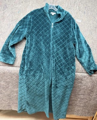 Miss Elaine Women's Robe Diamond Fleece Super Comfy Long Emerald Green XL