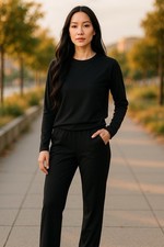 Women  s Black Loungewear Set   Size Medium  Long Sleeve Top  Pants