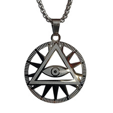Collana Sole Ciondolo Occhio Tutto Vedente Triangolo Occhio Acciaio Occulto...