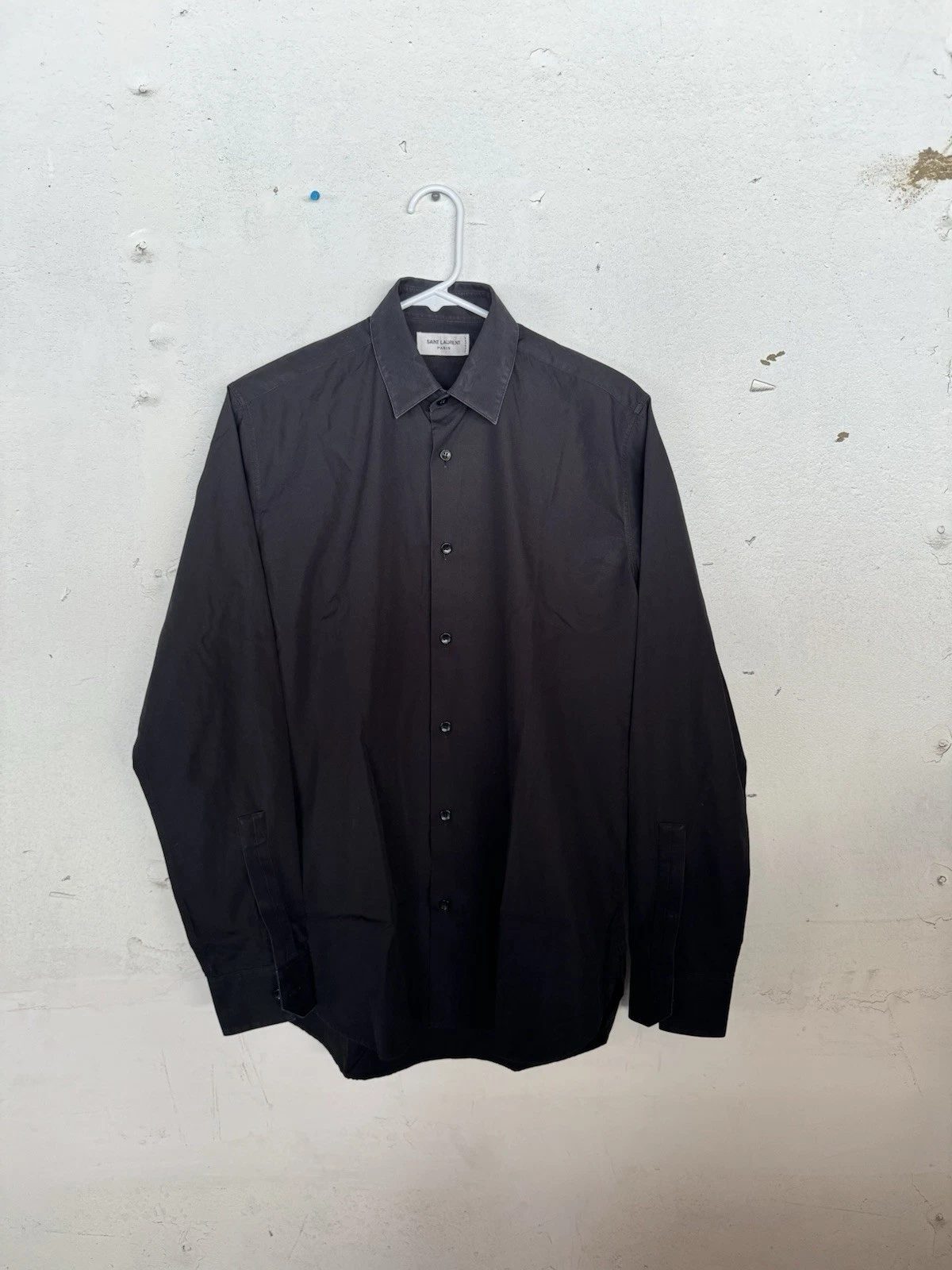 SAINT LAURENT (YSL) Saint Laurent YSL Uomo Uniforme Nera Abito Camicia Maglietta Manica Lunga Taglia 37