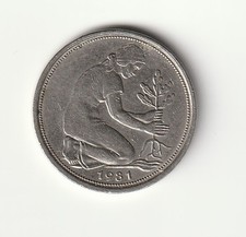50 Pfennig 1981 G, from circulation