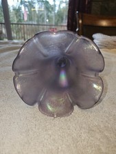 Vintage Fenton Iridescent Purple Glass Vase 12" Ruffled Trumpet Piece Carnival